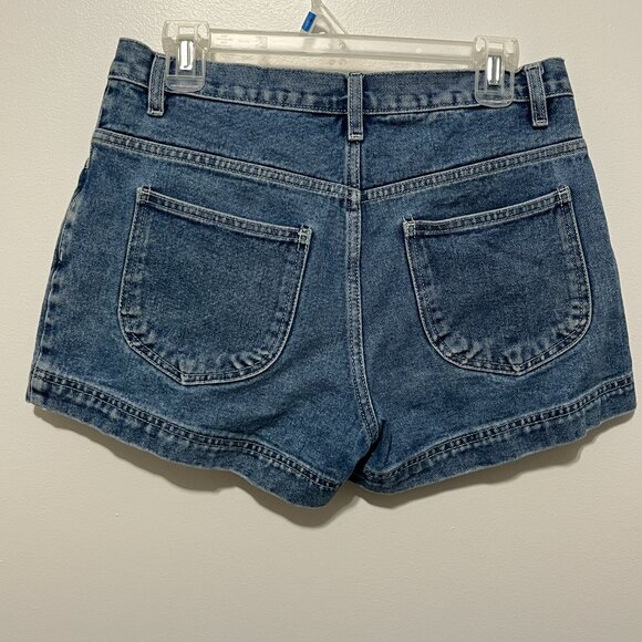 No Boundaries Juniors Y2K Hi Rise Denim Shorts Sz 11 Rainbow Floral Embroidered - Picture 2 of 9